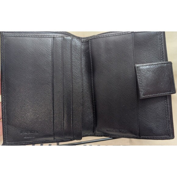 PRADA Wallet Saffiano Leather Black Double Sided Authentic - Picture 4 of 5